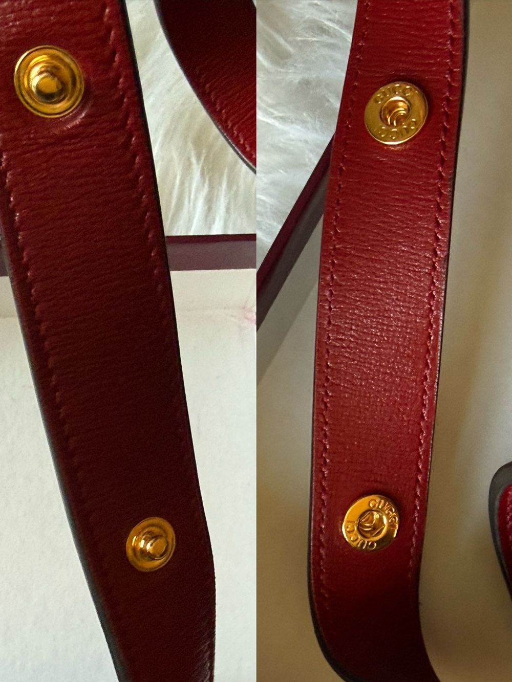 Authentic Gucci Horsebit 1955 Shoulder Bag GG Supreme Red Leather - Picture 12 of 16